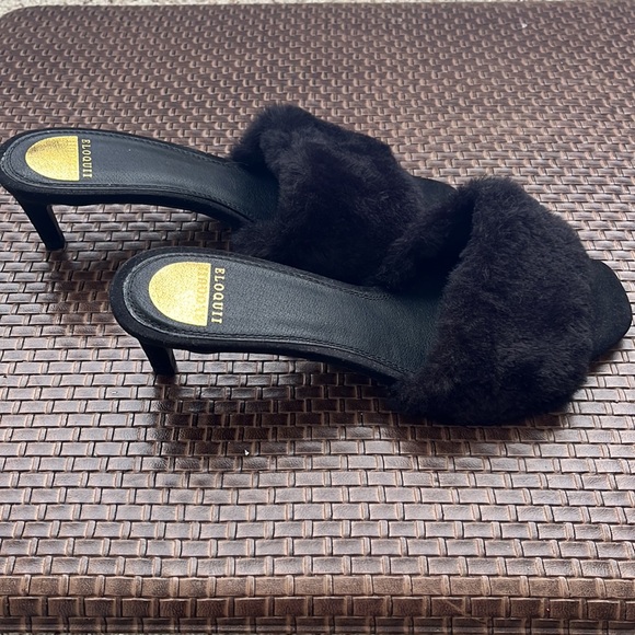 Furry, kitten-heel slides - Picture 4 of 4